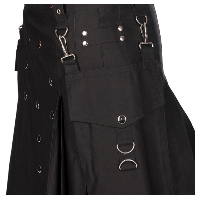 Men Gothic Punk Rock Kilt For Men Union Pistal Cotton 